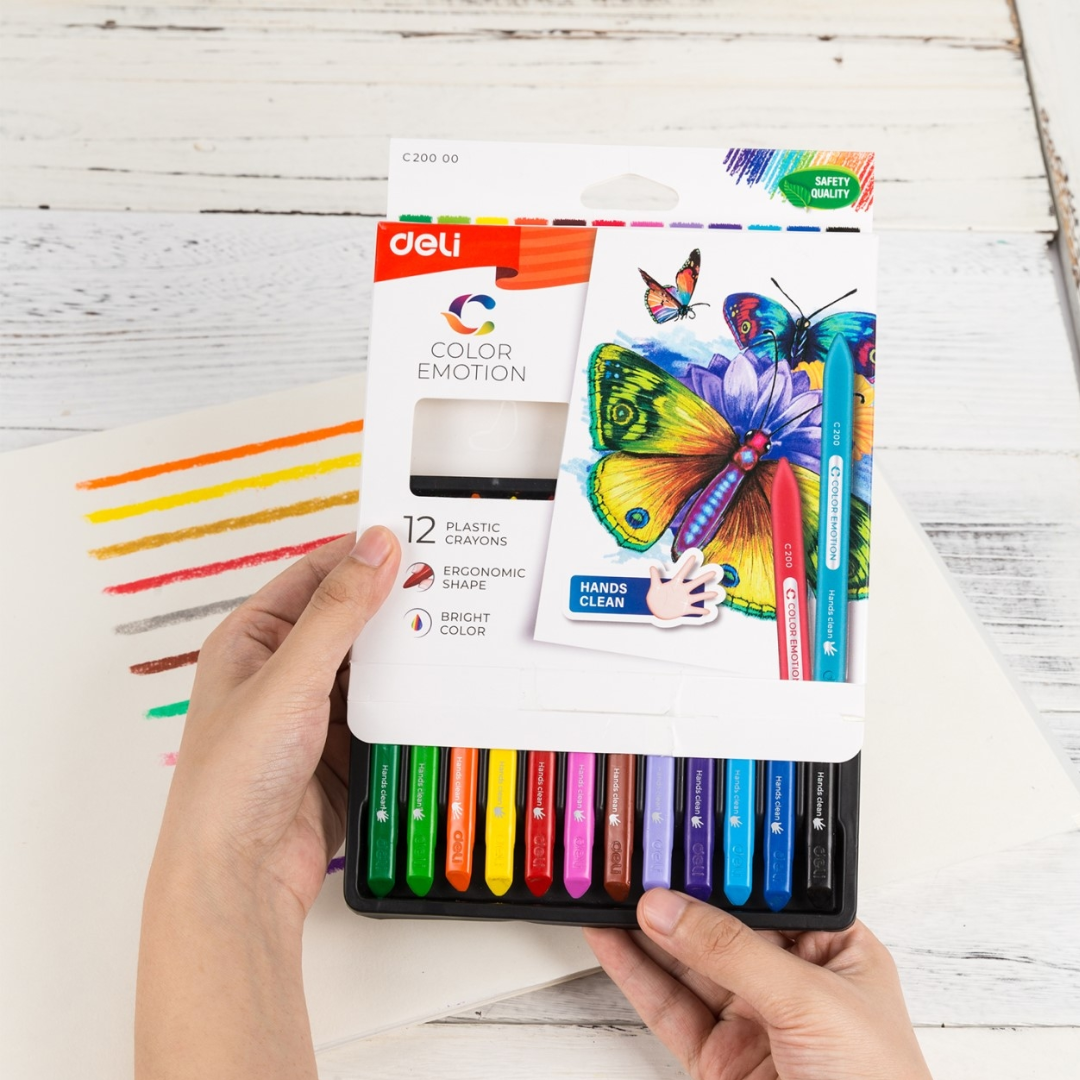 Deli Color Emotion 12 Plastic Crayons