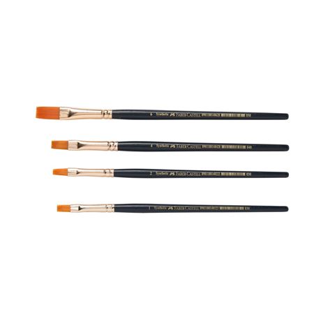 Faber-Castell Synthetic Hair Flat Assorted Paint Brush, Set of 4