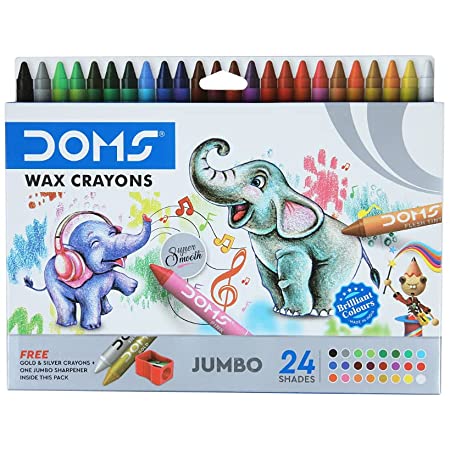 Doms Jumbo Wax Crayons- 24 Shades, Multicolor