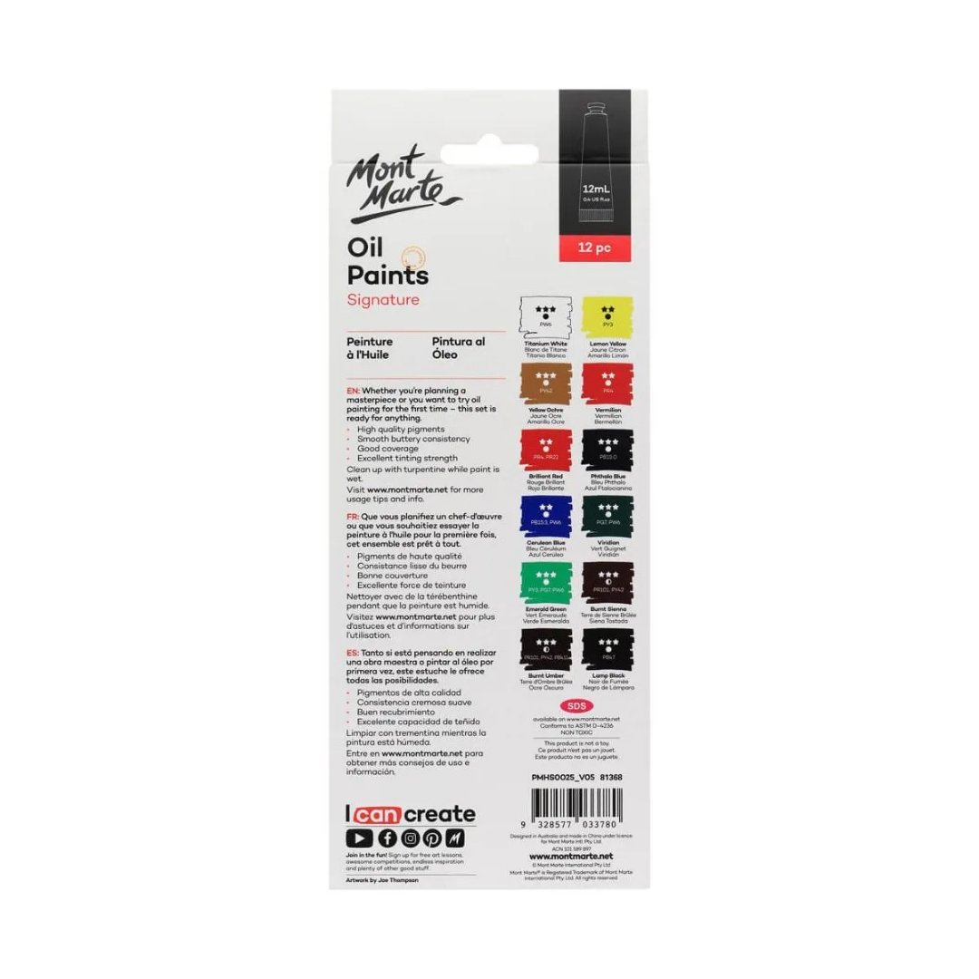 Mont Marte Oil Paints 12pc x 12ml