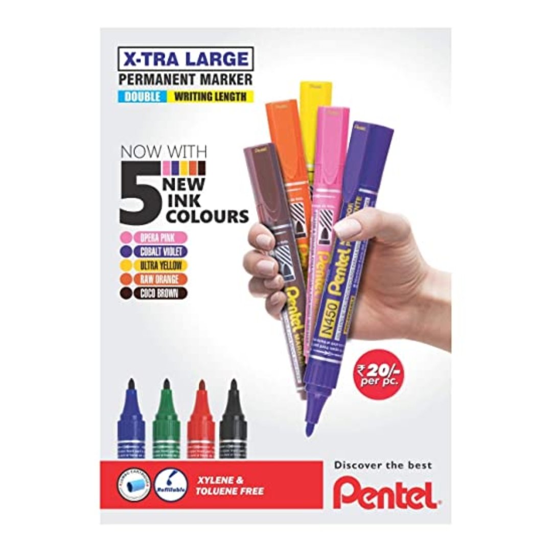 Pentel Permanent Marker 9pc Jar (9CLR-1/ABCDFPVGE)