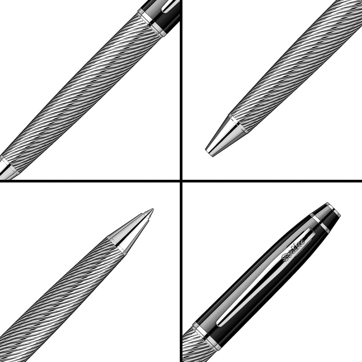 Scrikss Noble 35C Spiral Black Chrome Ball Point Pen