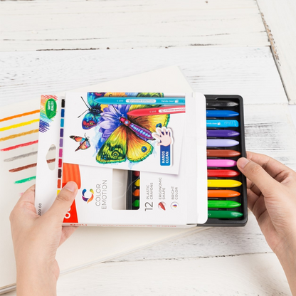 Deli Color Emotion 12 Plastic Crayons
