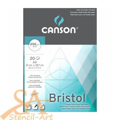 Canson Bristol Drawing Paper Pad 250gsm A4, Pack of 20