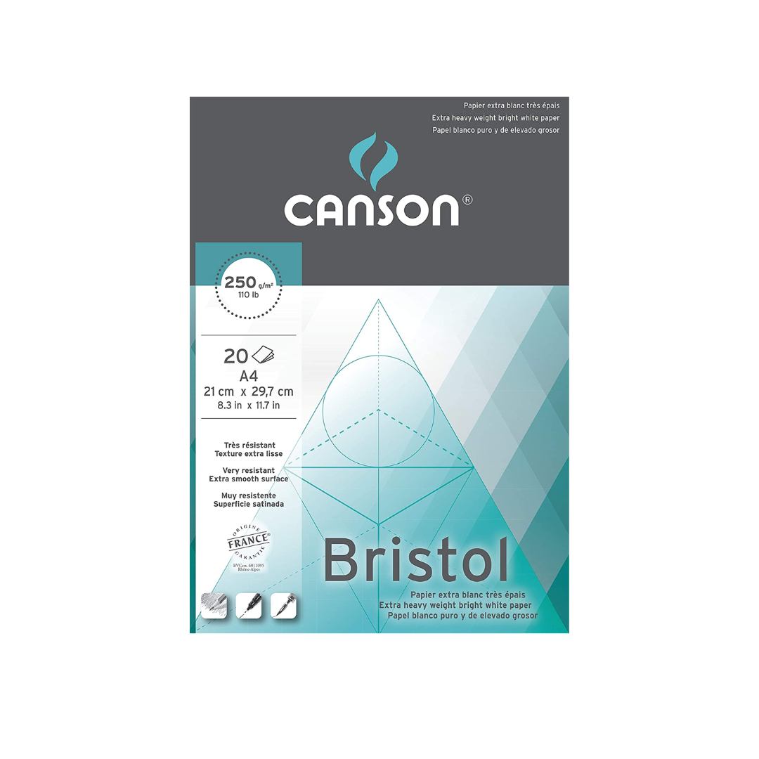 Canson Bristol Drawing Paper Pad 250gsm A4, Pack of 20