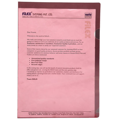 Solo Clear Folder A4 Size Pack Of 10