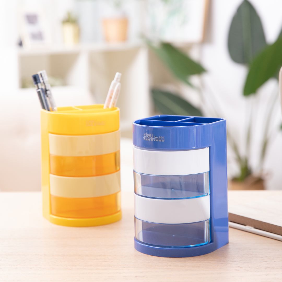 Deli 904 Compartments Plastic Pen Holder