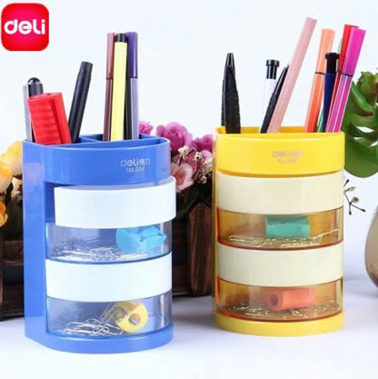 Deli 904 Compartments Plastic Pen Holder