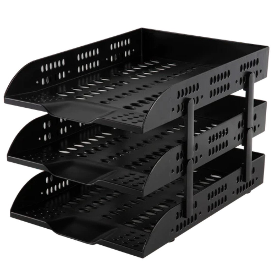 Deli W9215 3-layer File Tray Black