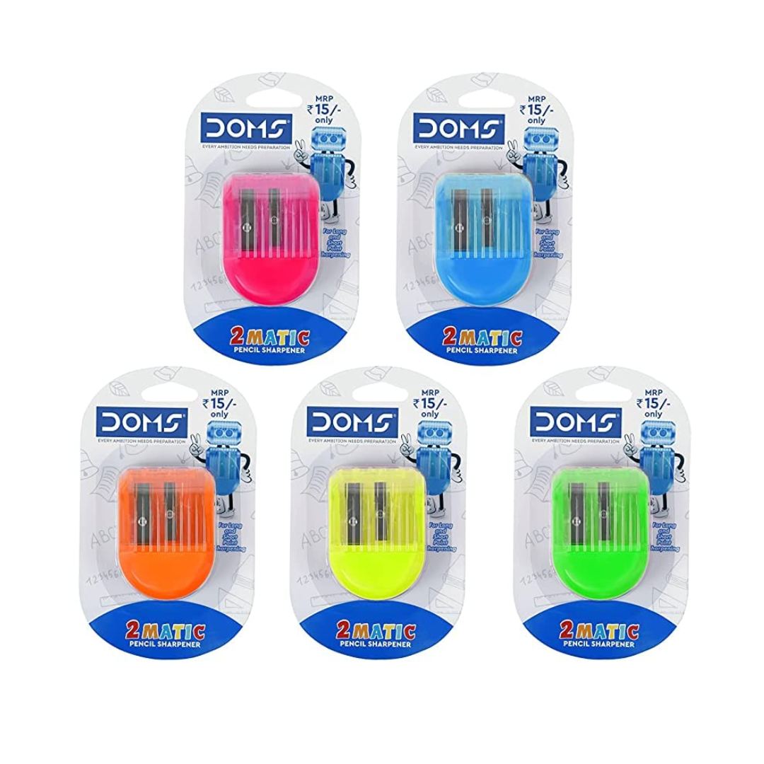 Doms Double Hole Neon Colored Pencil Sharpeners Pack Of 2