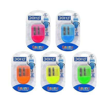 Doms Double Hole Neon Colored Pencil Sharpeners Pack Of 2