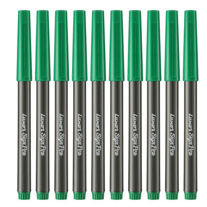 Luxor Sign Pen Pack of 10 Green Pen