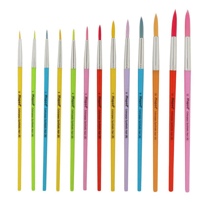 MAPED Color'Peps Synthetic Round Brushes Set - Pack of 13, Multicolour