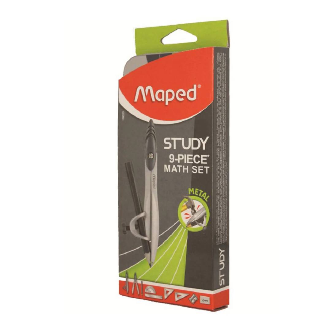 Maped Metal Essentials 9 Piece Math Set Geometry Kit – Unicols