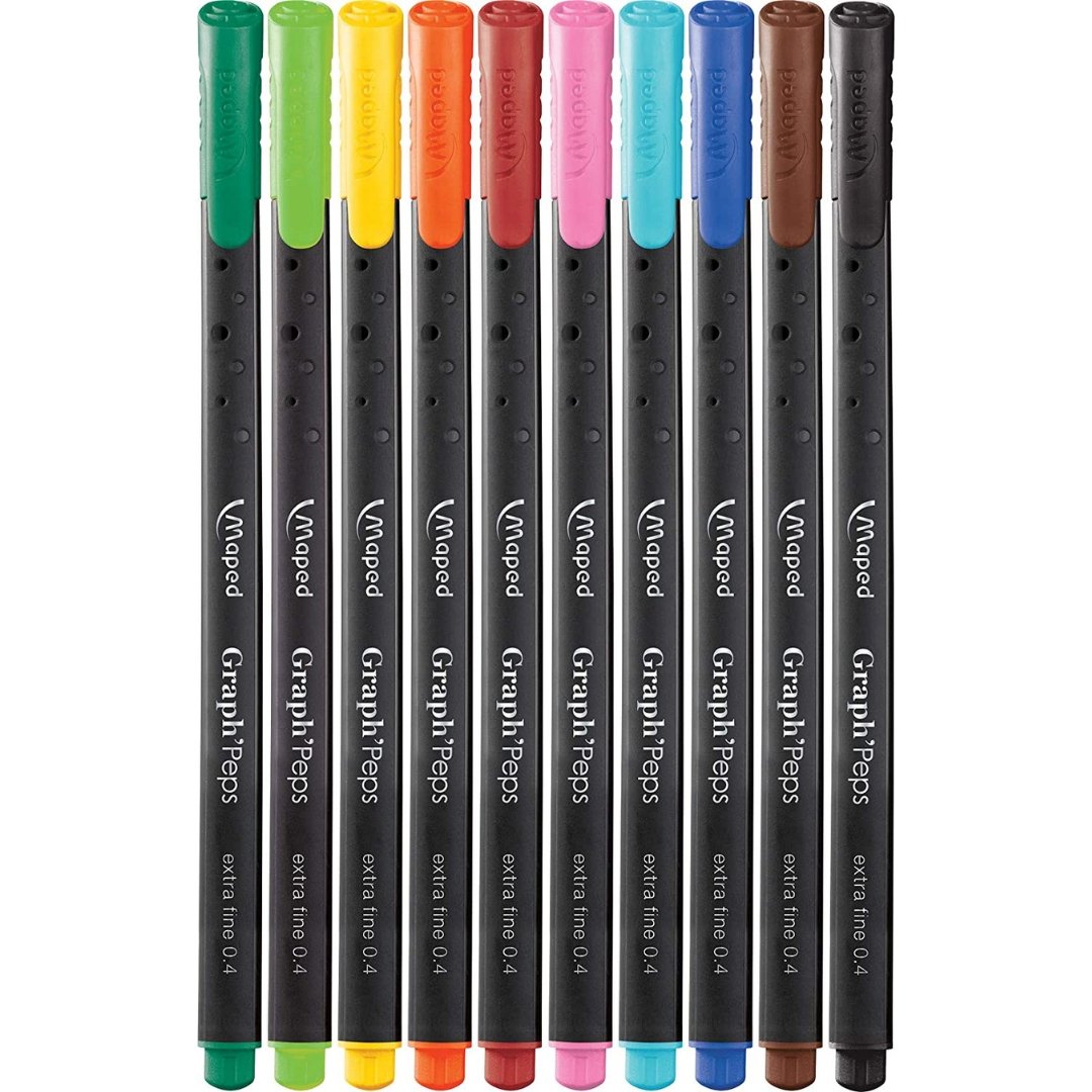 Maped Peps Fine Felt Tip Pen Set - Pack of 10