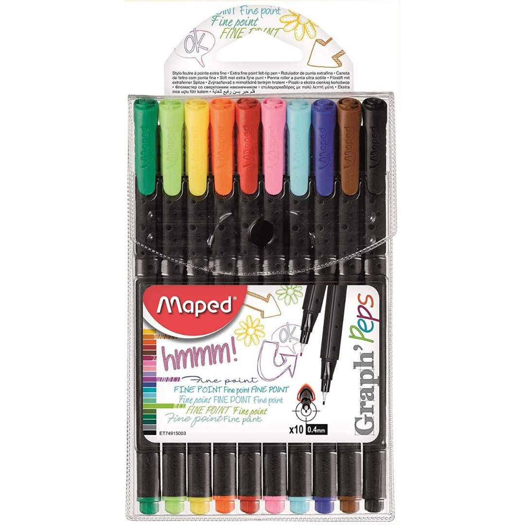 Maped Peps Fine Felt Tip Pen Set - Pack of 10