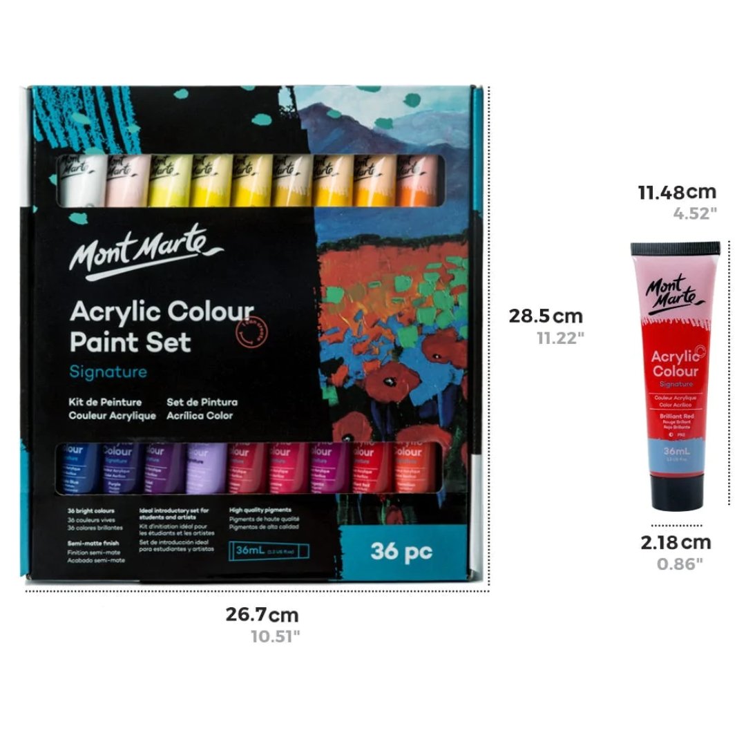 Mont Marte Acrylic Colour Paint Set Signature Pack Of 36