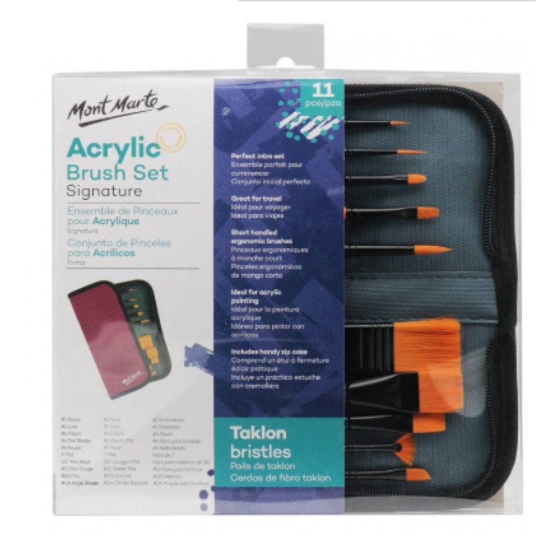 Mont Marte Brush Set In Wallet-Pack Of 11