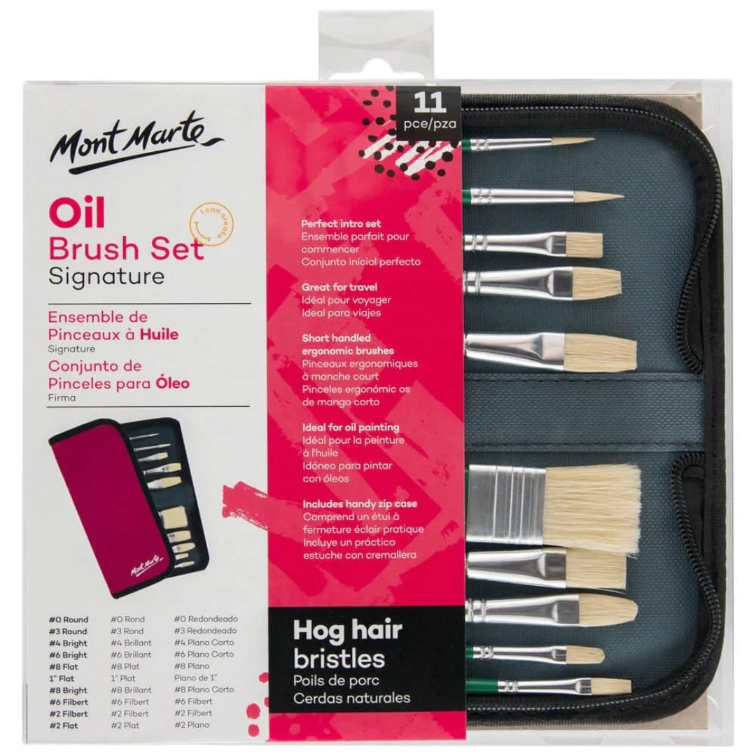 Mont Marte Brush Set In Wallet-Pack Of 11