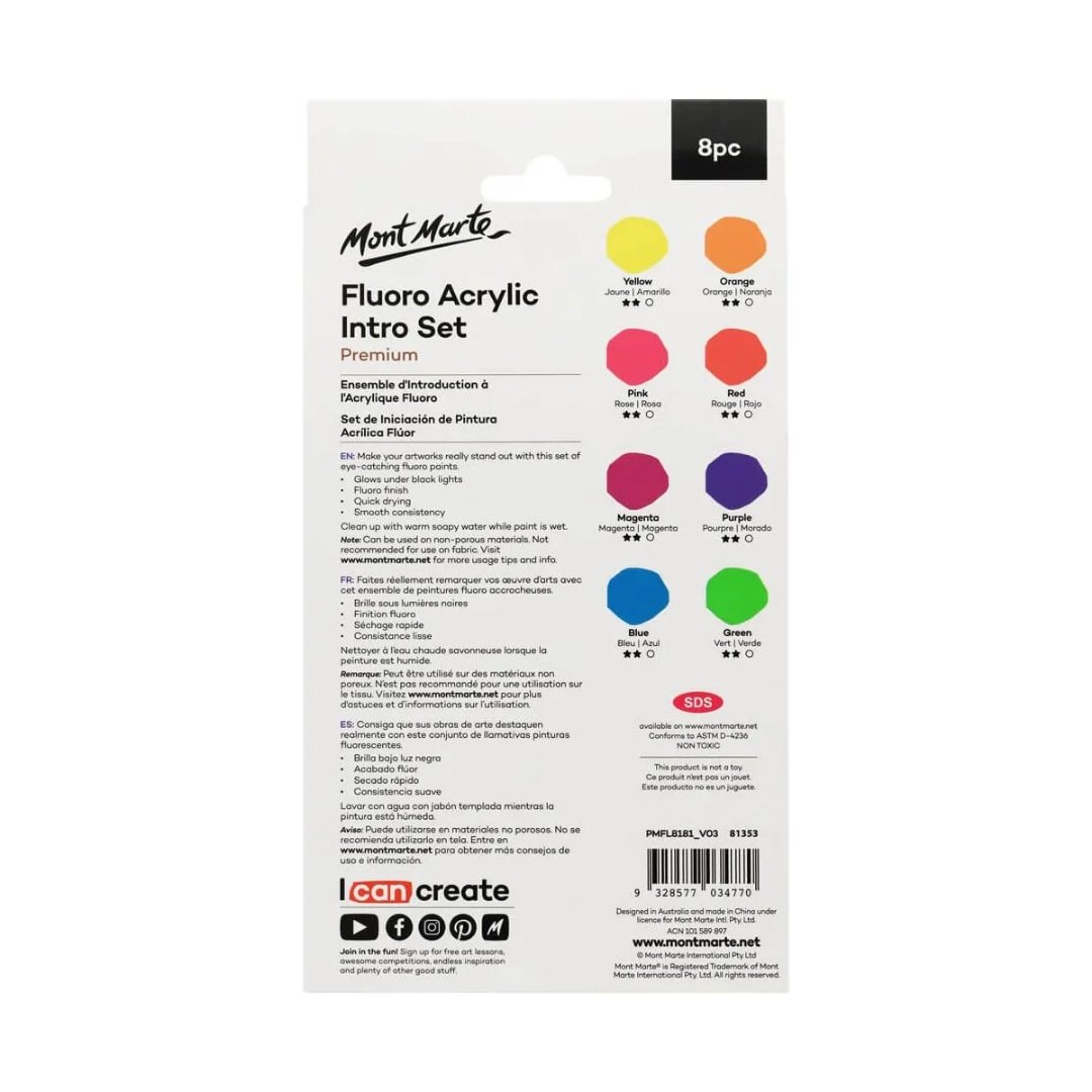 Mont Marte Fluoro Acrylic Paint Intro Set