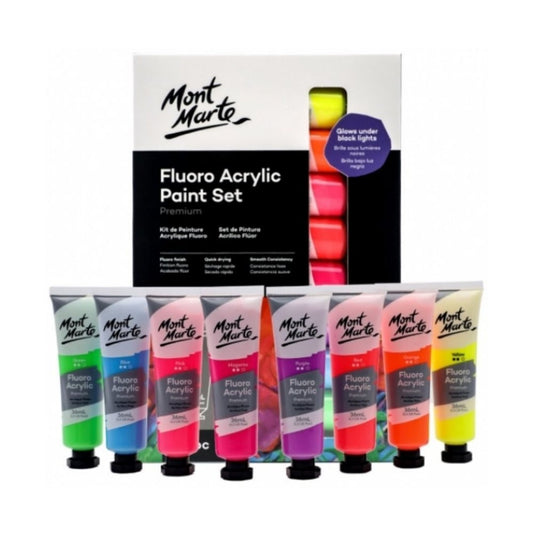 Mont Marte Fluro Acrylic Paint 8pc x 36ml*