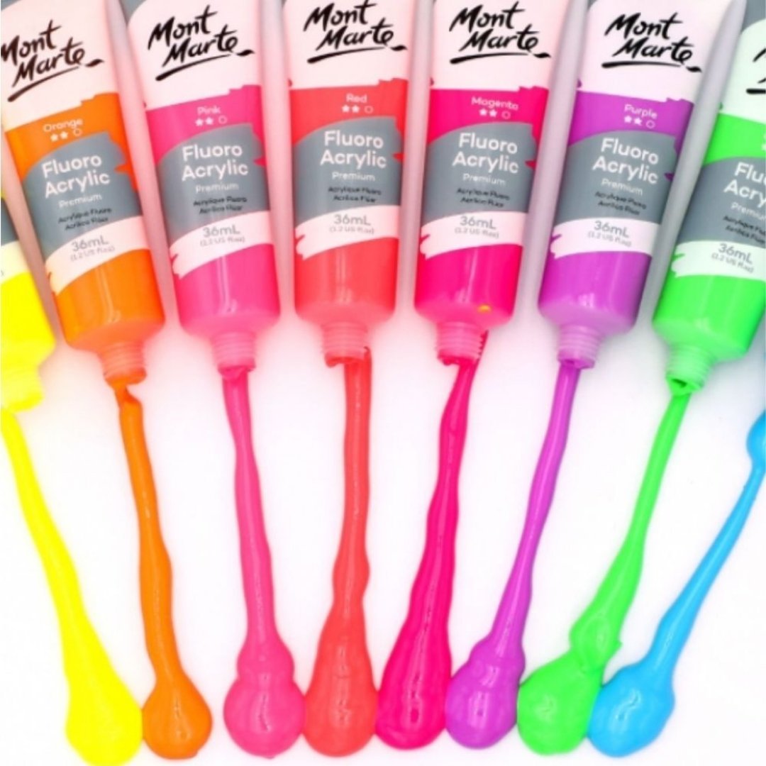Mont Marte Fluro Acrylic Paint 8pc x 36ml*