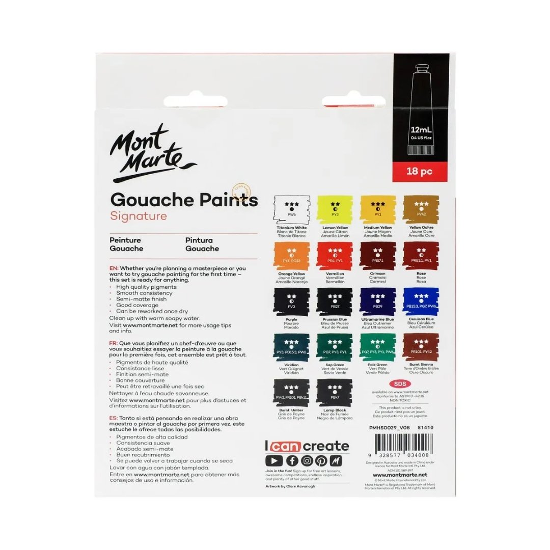 Mont Marte Gouache Paints 18pc*