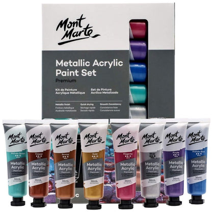 Mont Marte Metallic Acrylic Paint Set 8pc x 36ml*