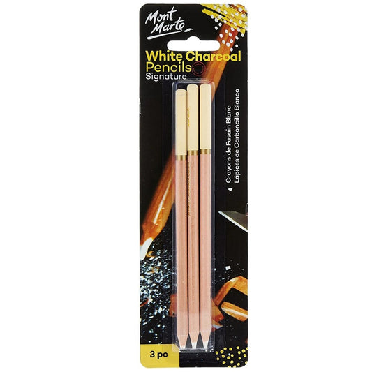 Mont Marte White Charcoal Pencils Pack Of 3