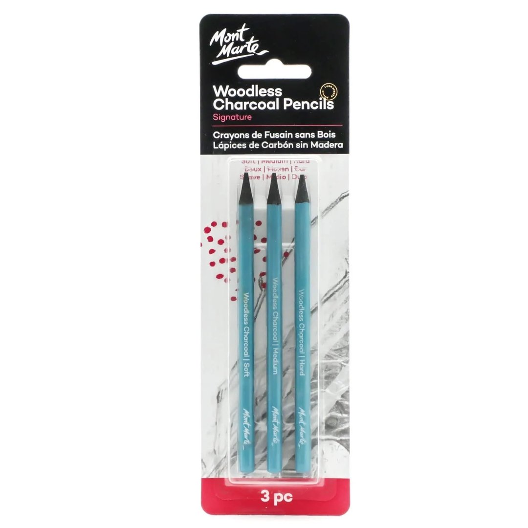Mont Marte Woodless Charcoal Pencil Pack Of 3