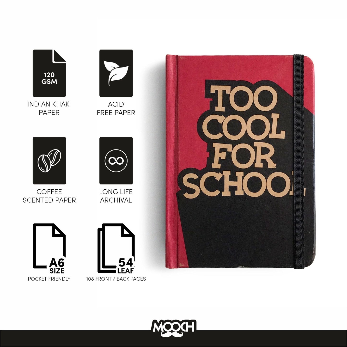 Mooch Too Cool For School Khaki Paper A6