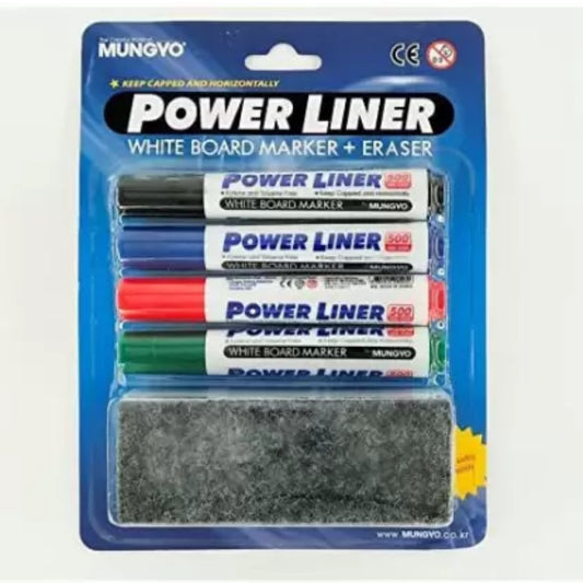 Mungyo Power liner non-toxic White Board Marker with duster