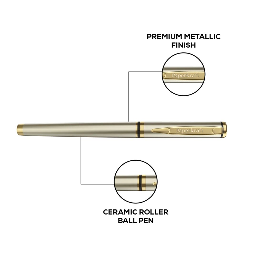 Paperkraft Beethoven Roller Ball Pen- Chrome Gold(Pack of 1)