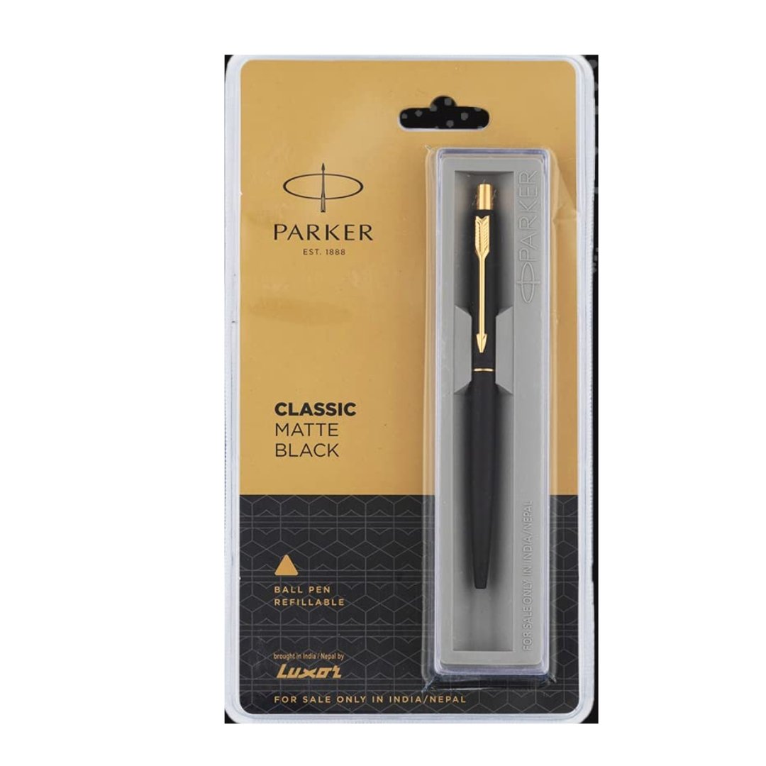 Parker Classic Matte Black Gold Trim Ball Pen
