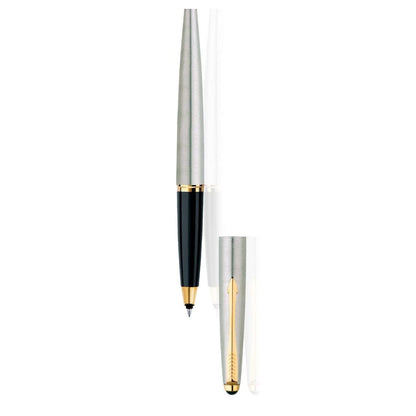 Parker Galaxy Stainless Steel Gold Trim Roller Ball Pen