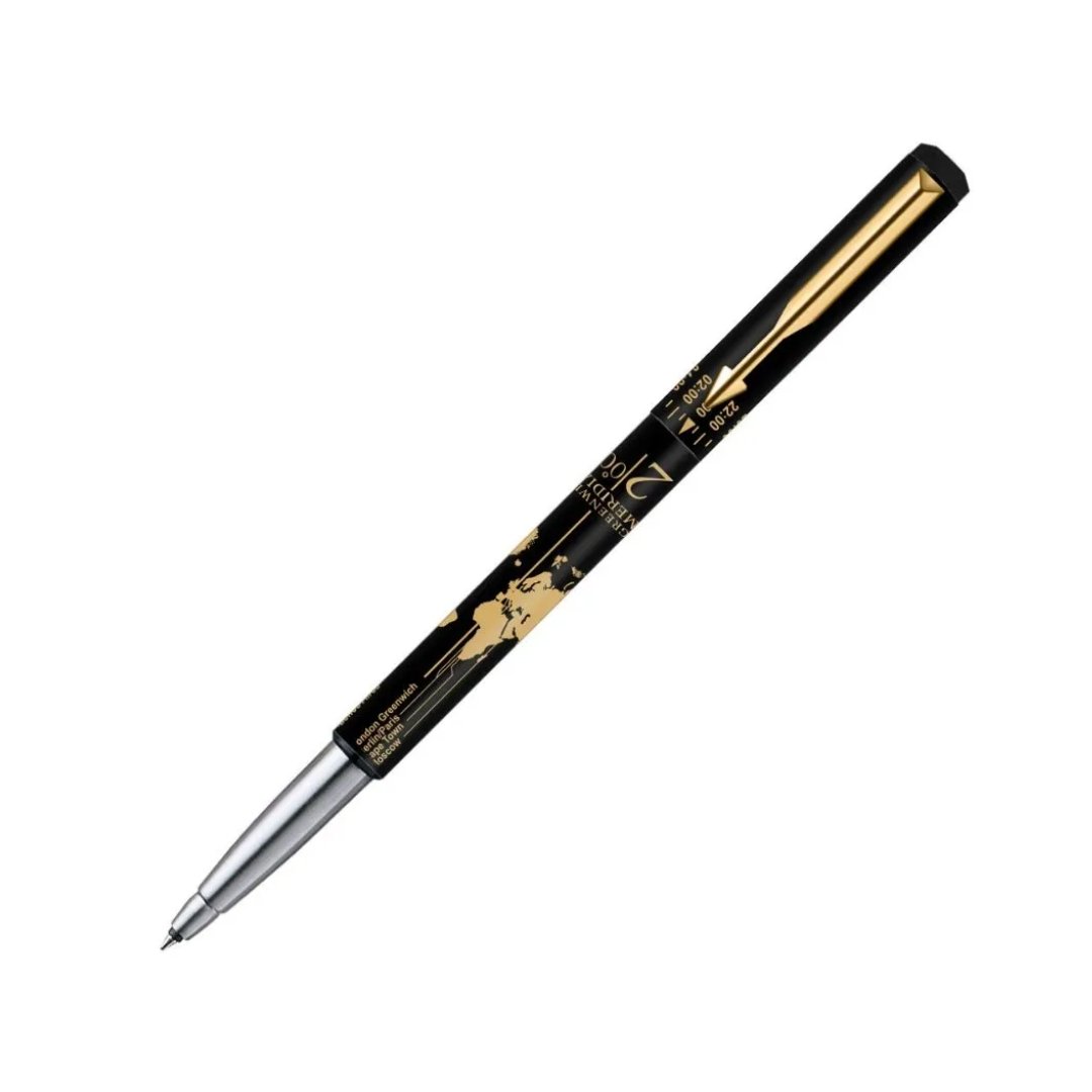 Parker Vector Timecheck Roller Ball Pen Gold Trim-Blue