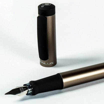 Penlux Junior Metallic Charcoal Body With Black Clip Fountain Ink Pen