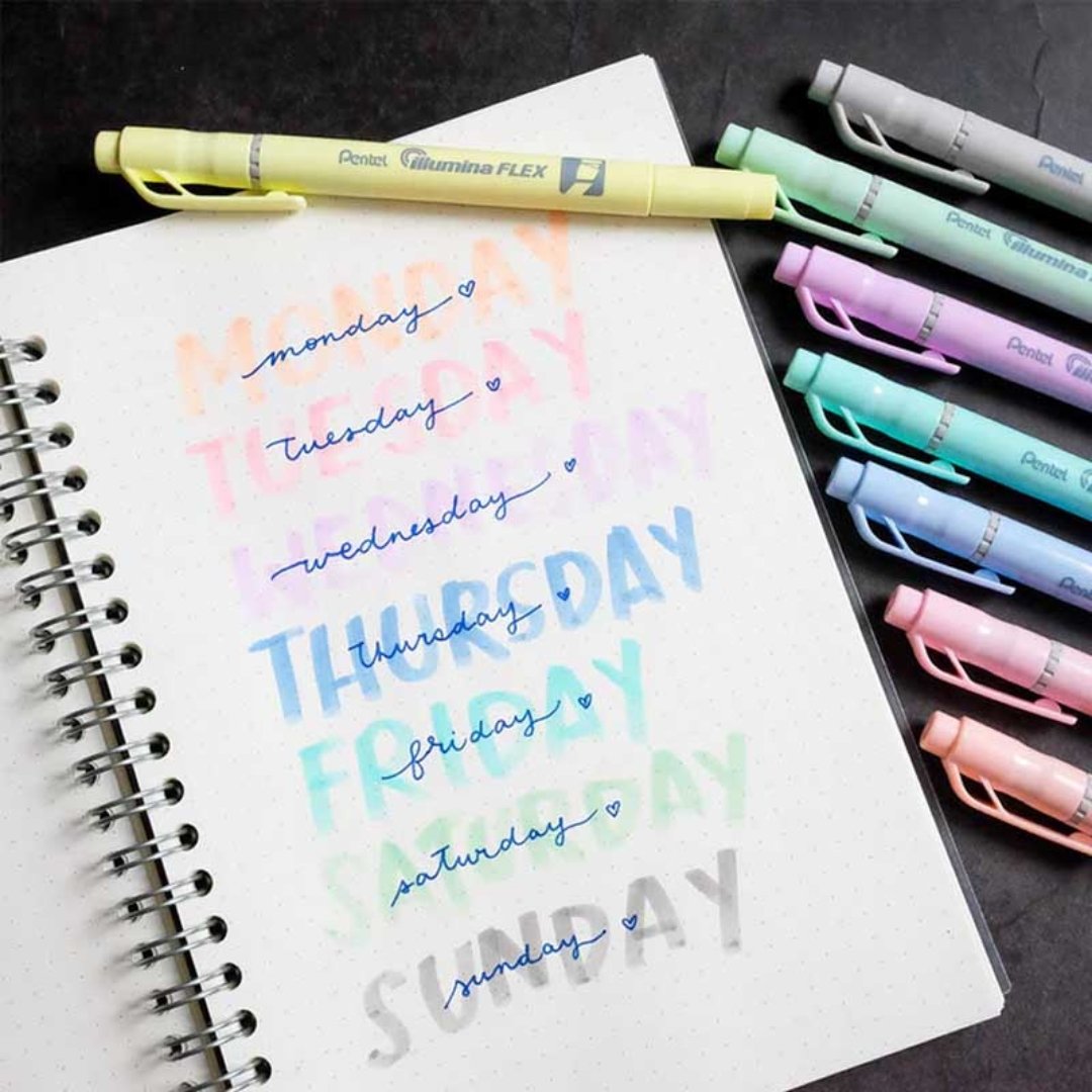 Pentel Dual Tip Highlighter Pastel Illumina Flex (Twn)