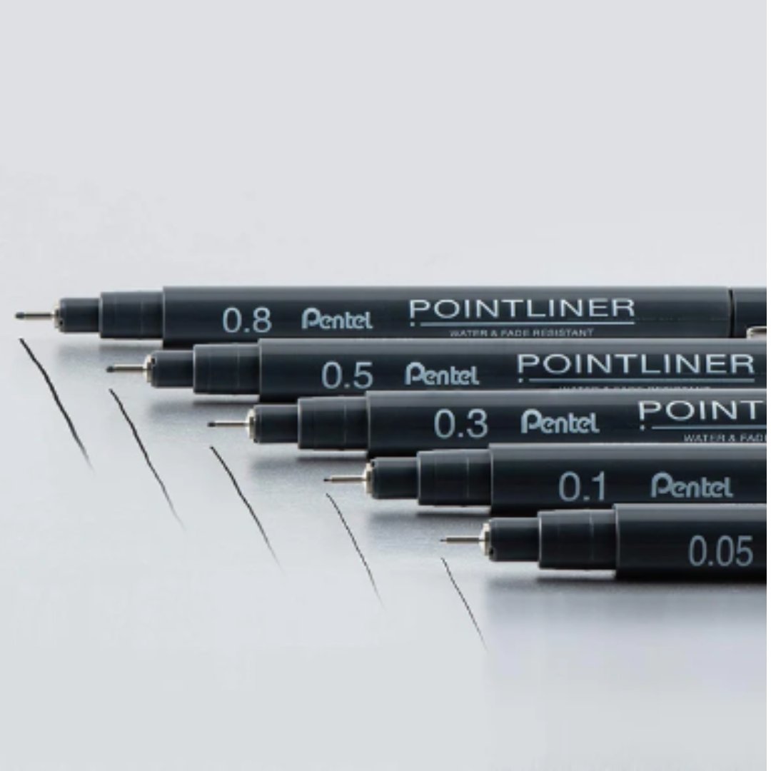 Pentel Pointliner Pigment Ink Pen- 5pc Set