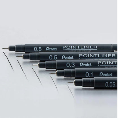 Pentel Pointliner Pigment Ink Pen- 5pc Set