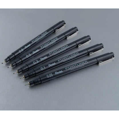 Pentel Pointliner Pigment Ink Pen- 5pc Set