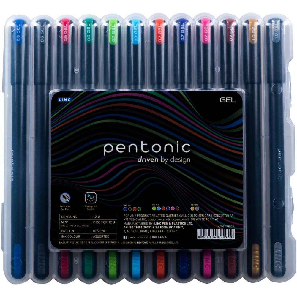 Pentonic Multicolour 0.6mm Gel Pen Set With Hard Box Case