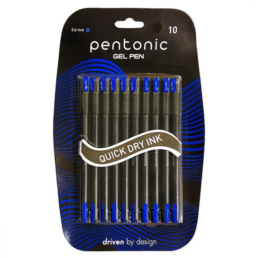 Pentonic Quick Dry Ink Gel Pens 0.6mm-Pack Of 10
