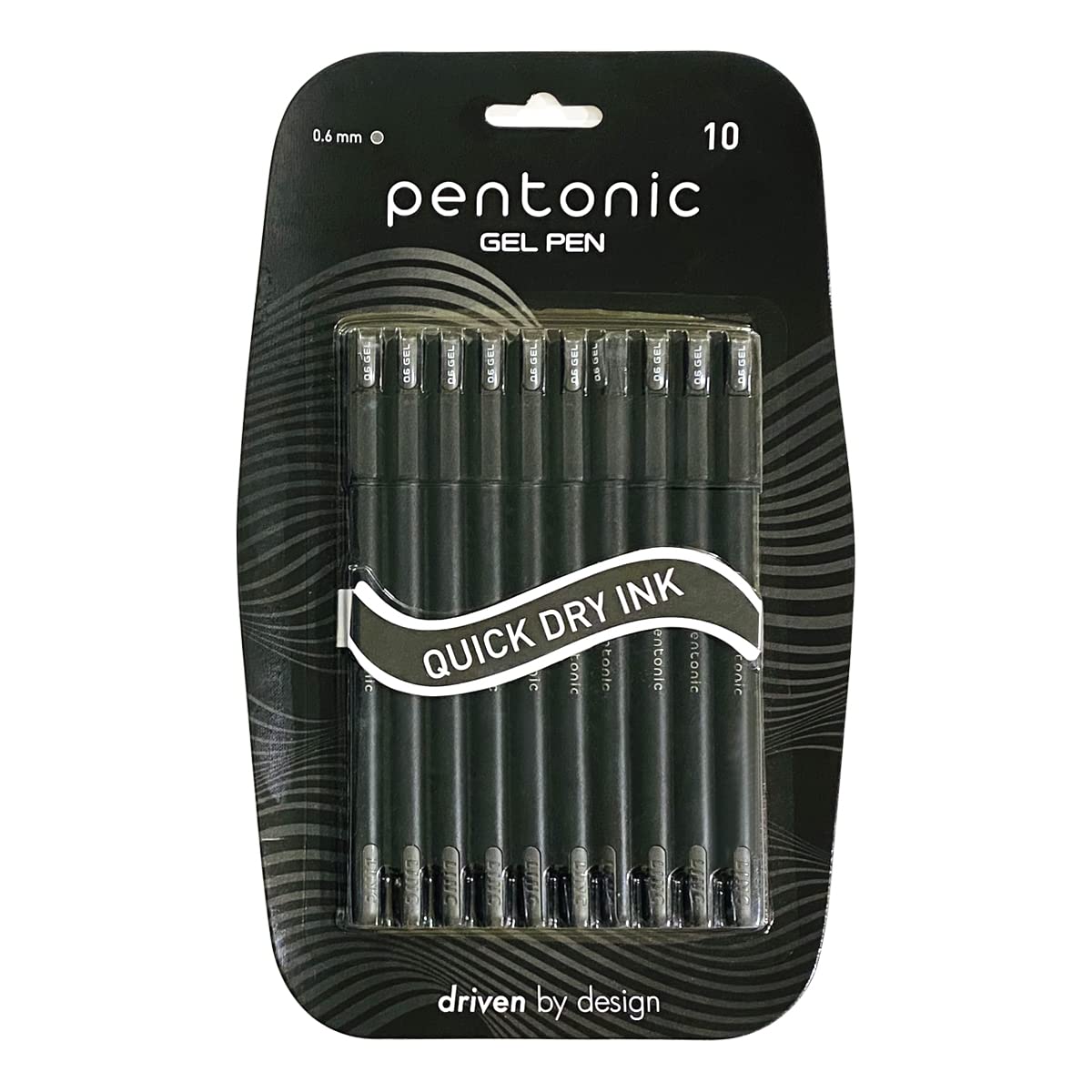 Pentonic Quick Dry Ink Gel Pens 0.6mm-Pack Of 10