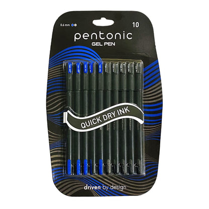 Pentonic Quick Dry Ink Gel Pens 0.6mm-Pack Of 10