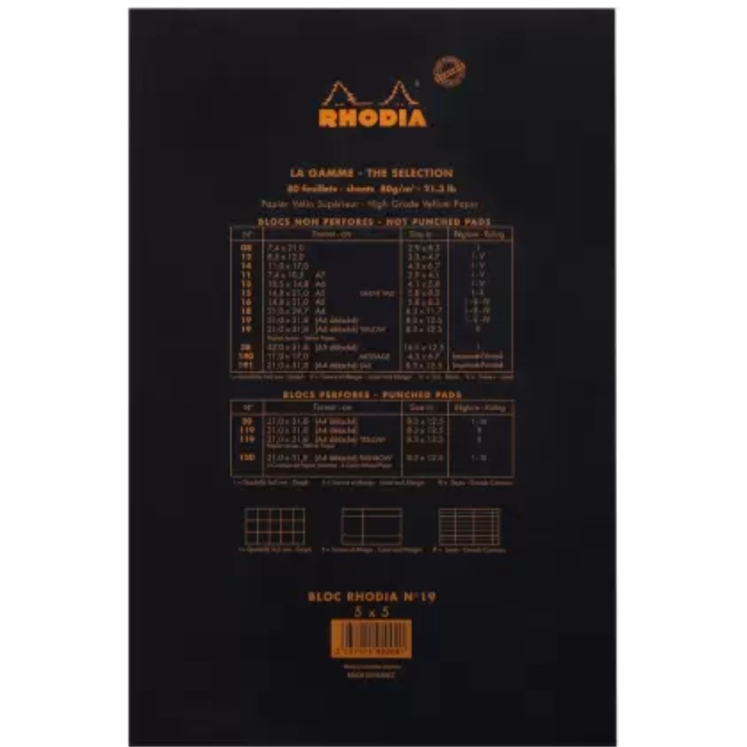 Rhodia Black Squared A4 Notepad