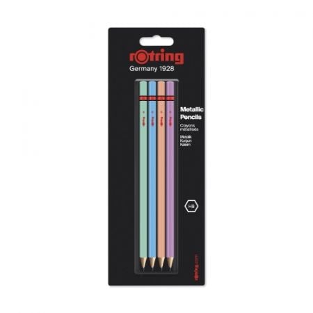 Rotring Woodcase pencil - Assorted Metalic Colours - HB (Blister of 4)