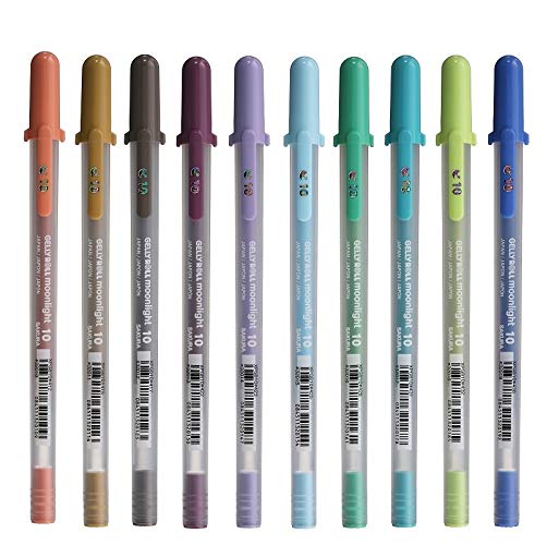 Sakura Gelly Roll Moonlight Assorted Colors Gel Pens 0.5mm-Pack Of 10