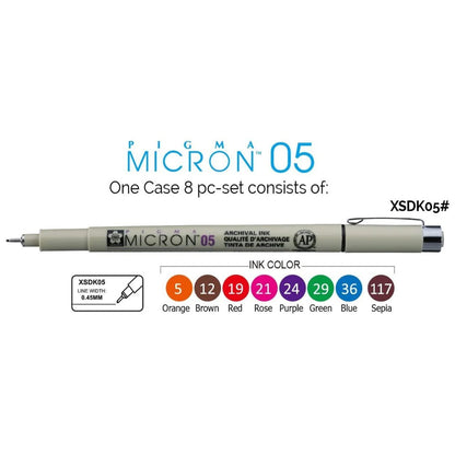 Sakura Pigma Micron 0.5 8 Color Set