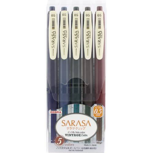 Sarasa Vintage Color Clip Pen 0.5mm-Set Of 5